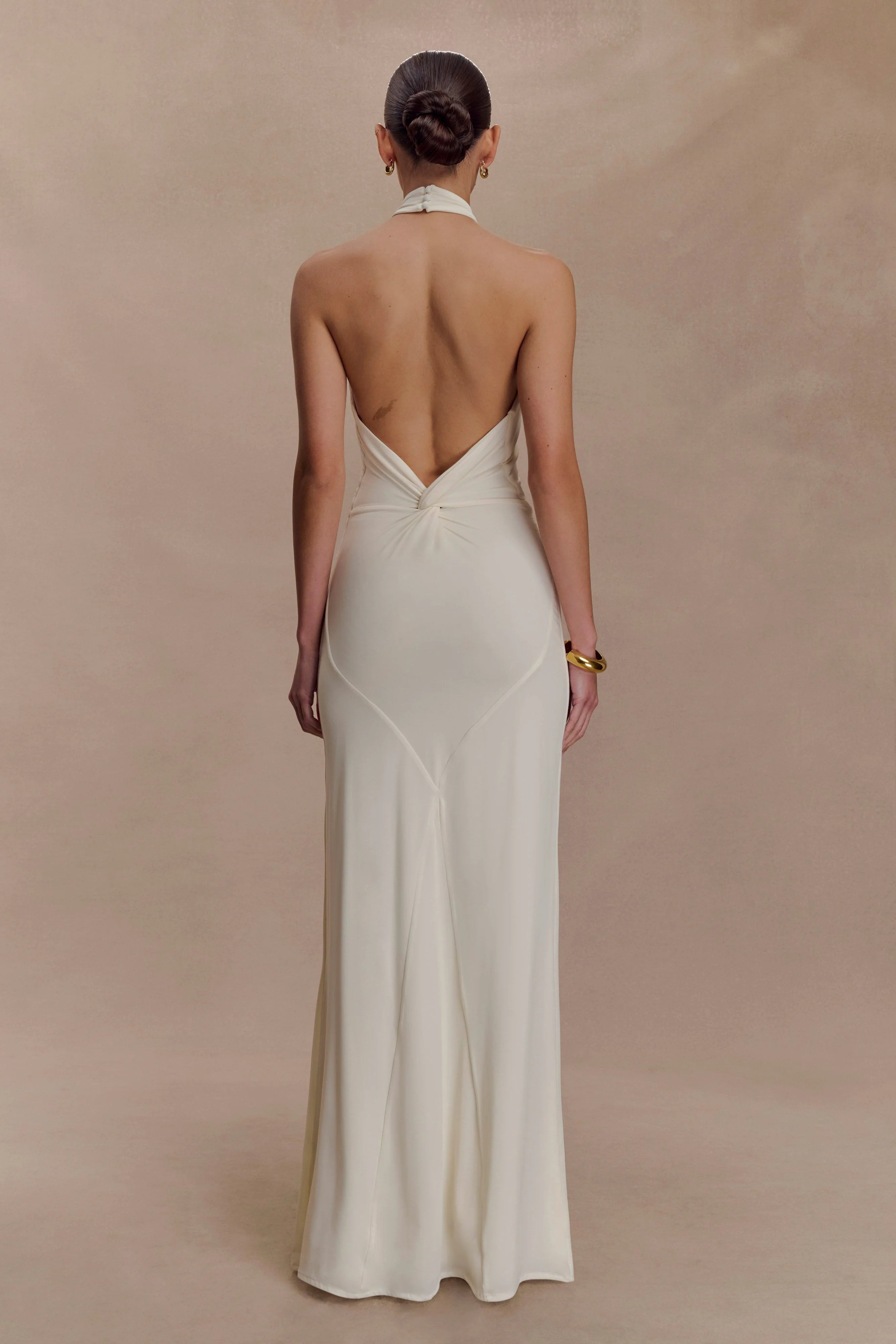 Elyna Slinky Halter Maxi Dress - Ivory