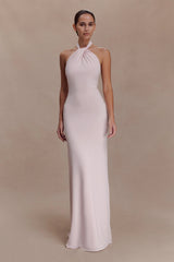 Elyna Slinky Halter Maxi Dress - Pale Pink