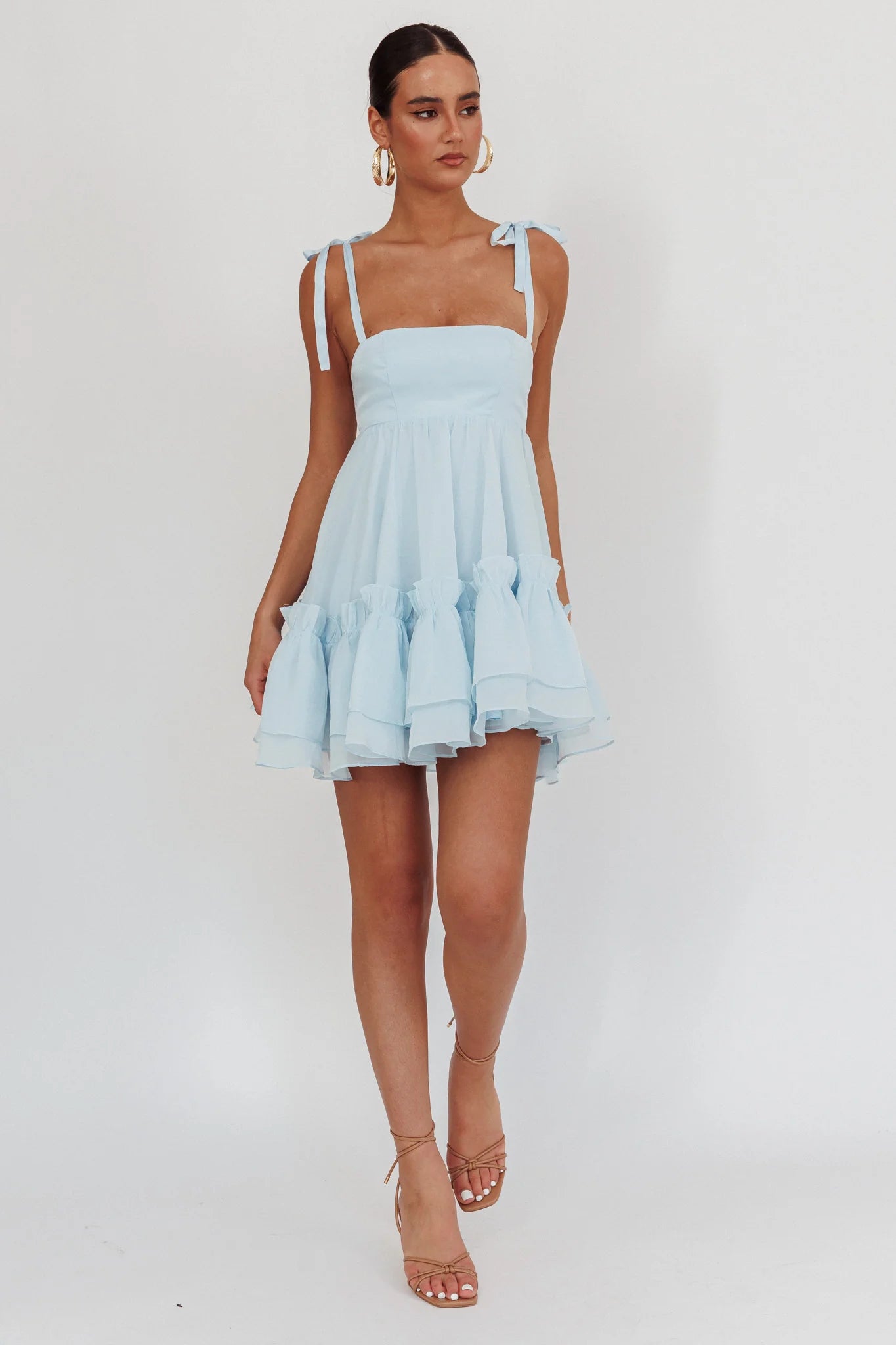 Dream Chaser Frill Hem Babydoll Dress Blue